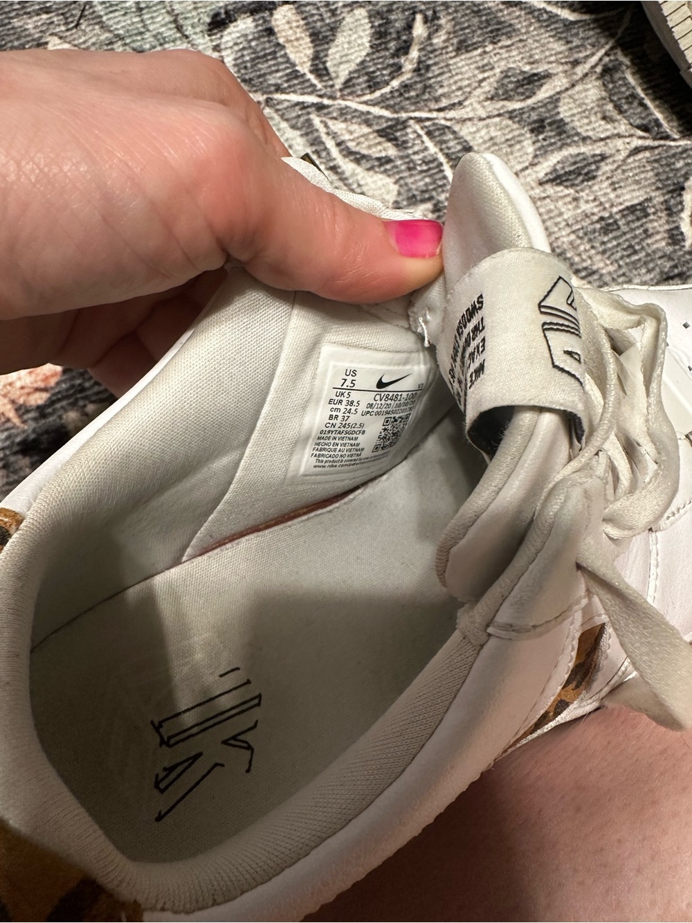 Nike White Sneakers with Leopard Swoosh and Heel Accent airforce - Picture 8 of 8